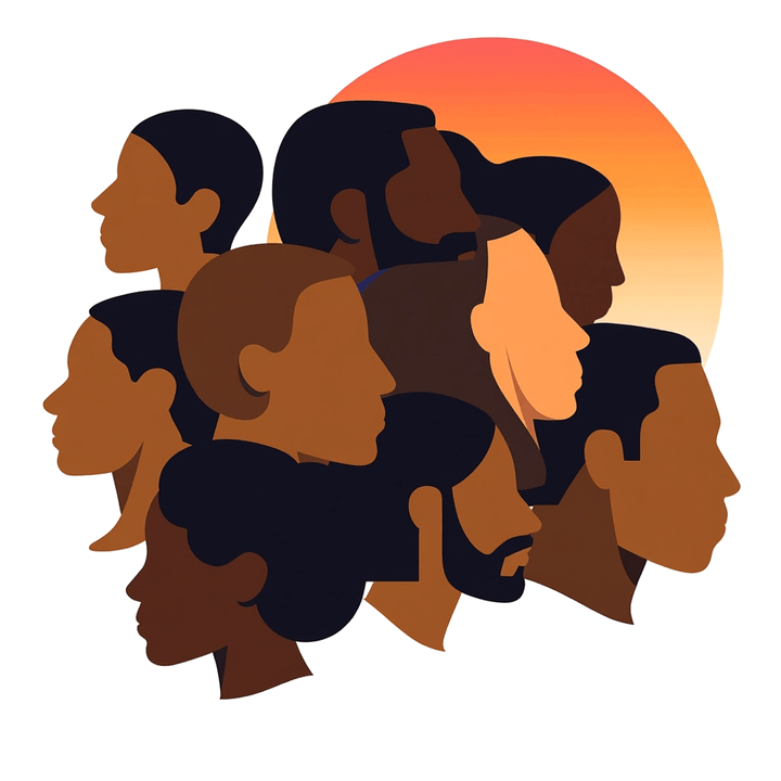 Illustration of a community of many different faces together, on what cultural responsiveness means and how it differs from cultural competence