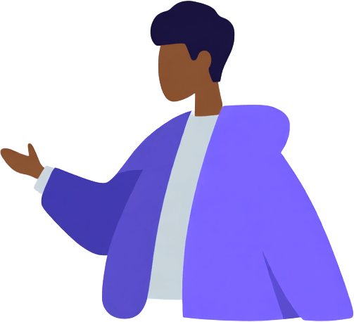 Illustration of a person standing with an open, unguarded gesture, on the difference between neurodivergent burnout and occupational burnout
