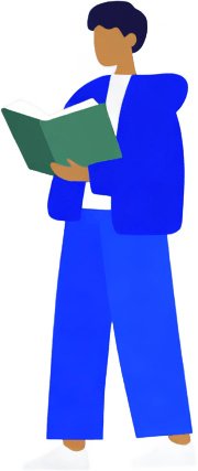 Illustration of a person standing and reading a book, on the history of Western psychology that decolonizing therapy responds to